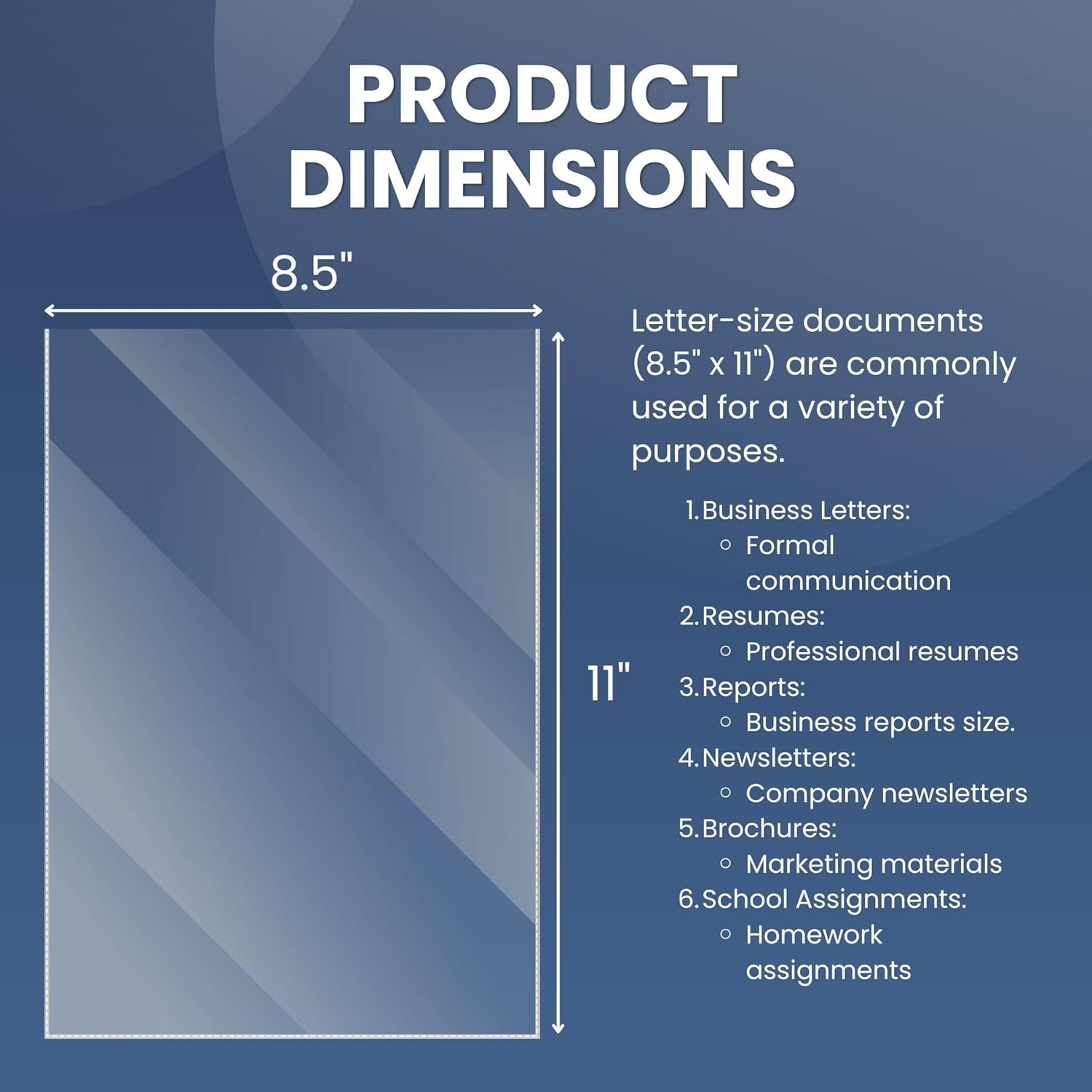 Performore 50 Clear No Hole Sheet Protectors, 8.5" x 11", Plastic Sheet Sleeves, Top Loading Paper Protector, Archival Safe for Documents and Photos