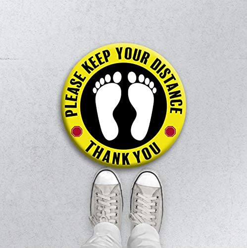 Social Distancing Floor Stickers Round 8" Diameter Waterproof and Anti-Slip (12 Pack)