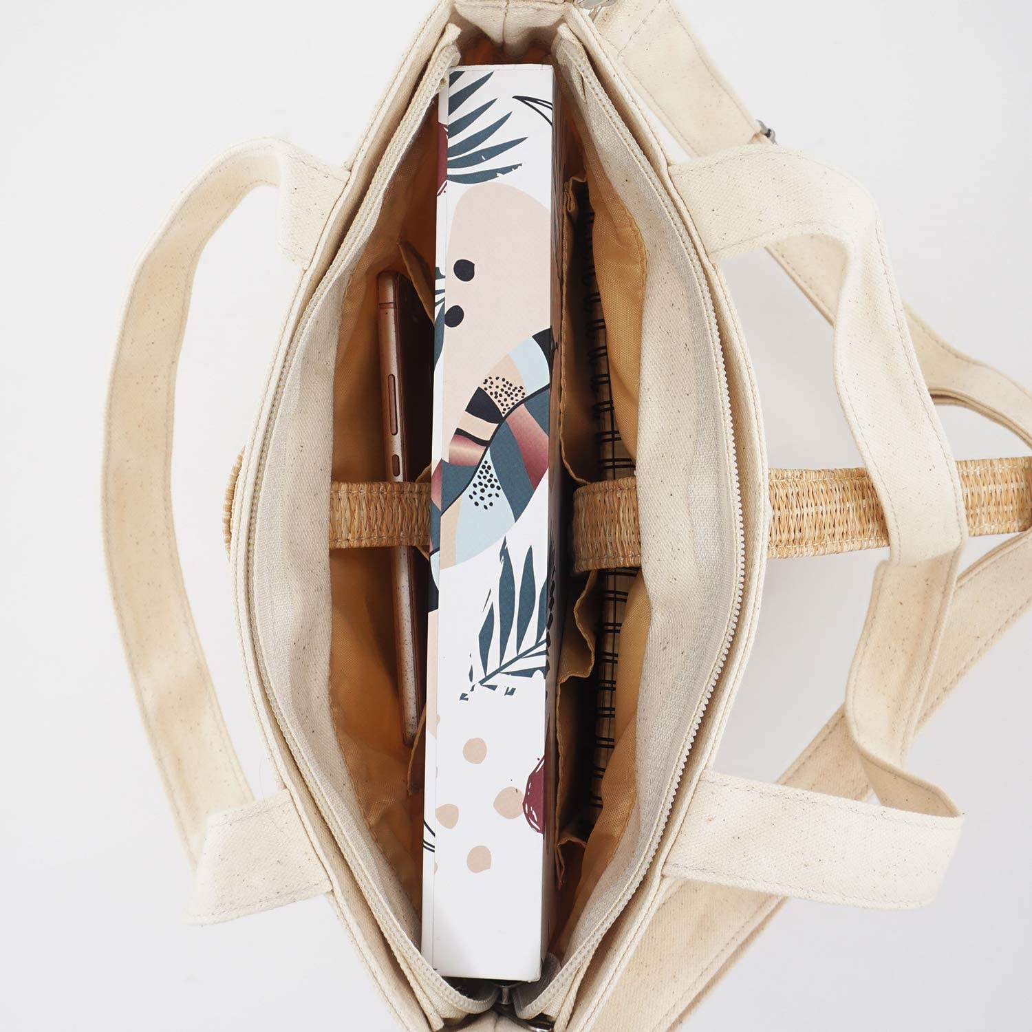 Canvas and Rattan Tote Style Bible Bag for Women