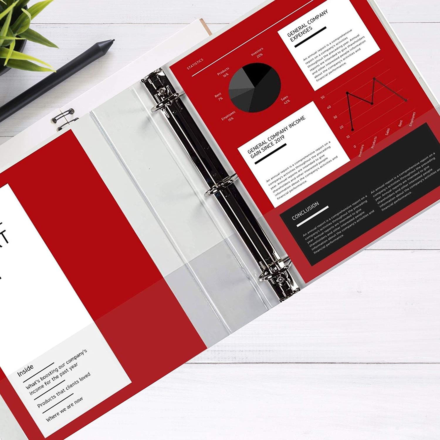 3 Ring Binder, 3 Inch Angle D-Rings, White, Clear View, Pockets