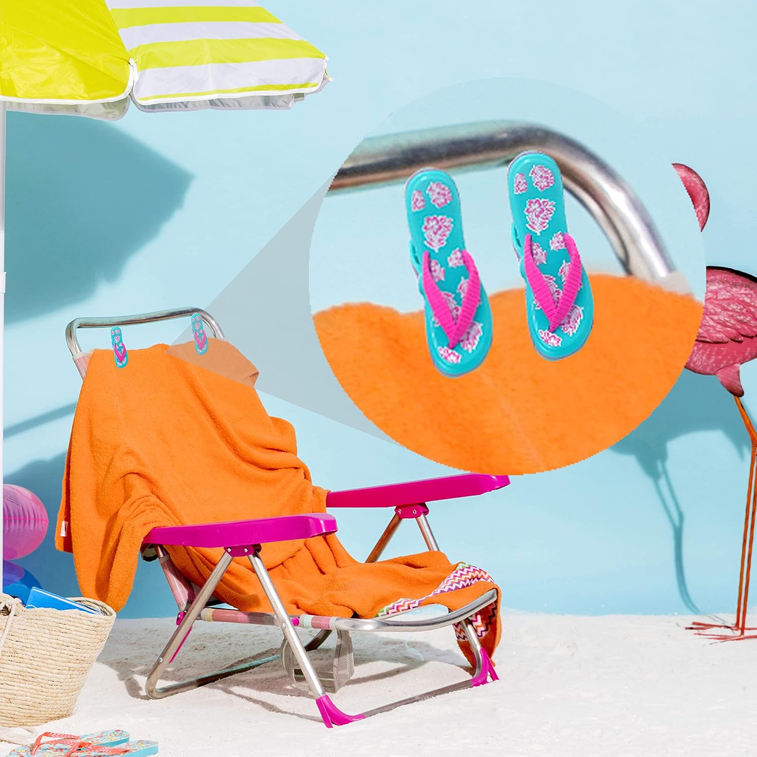 Flip Flop Beach Towel Clips, 2-Pack