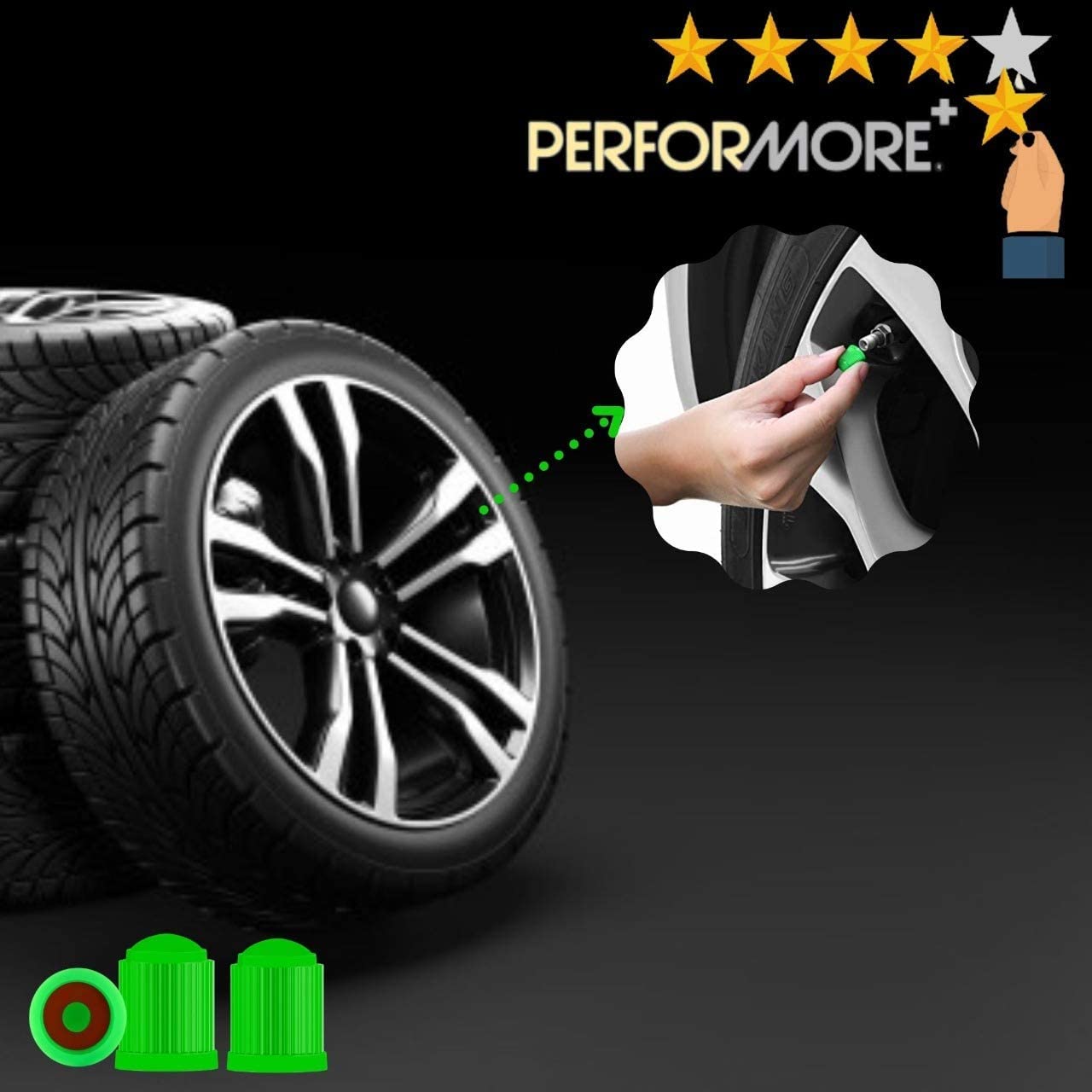 30 pcs Tire Valve Caps Heavy-Duty Stem Covers with O-Rubber Rings for Cars, SUVs, Bikes, Bicycles, and Motorcycles (Green)