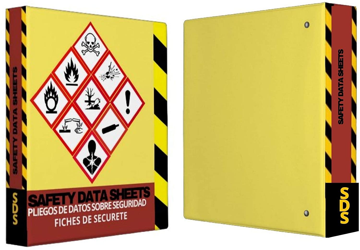 SDS Ring Binder, Trilingual with English/Spanish/French, Heavy Duty with 1.5 Inch Capacity