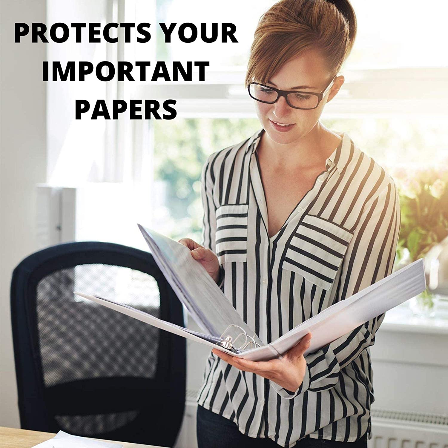 3 Ring Binder, 3 Inch Angle D-Rings, White, Clear View, Pockets