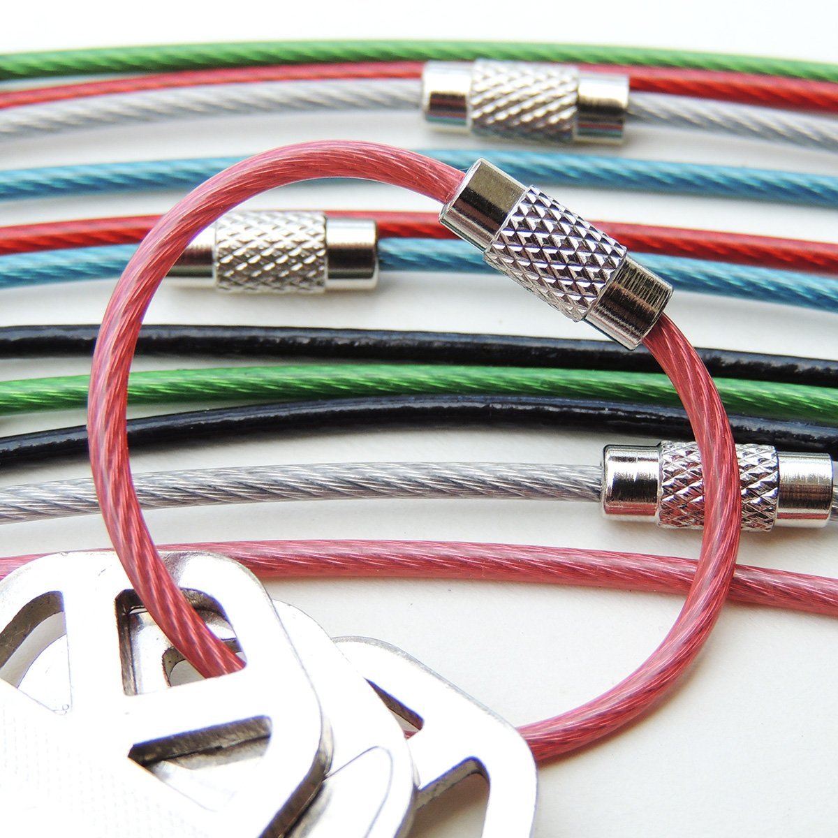 Wire Keyring – 12 Pack – 4 Inch Flexible Keychain with Plastic Coated Steel - RingBinderDepot.com